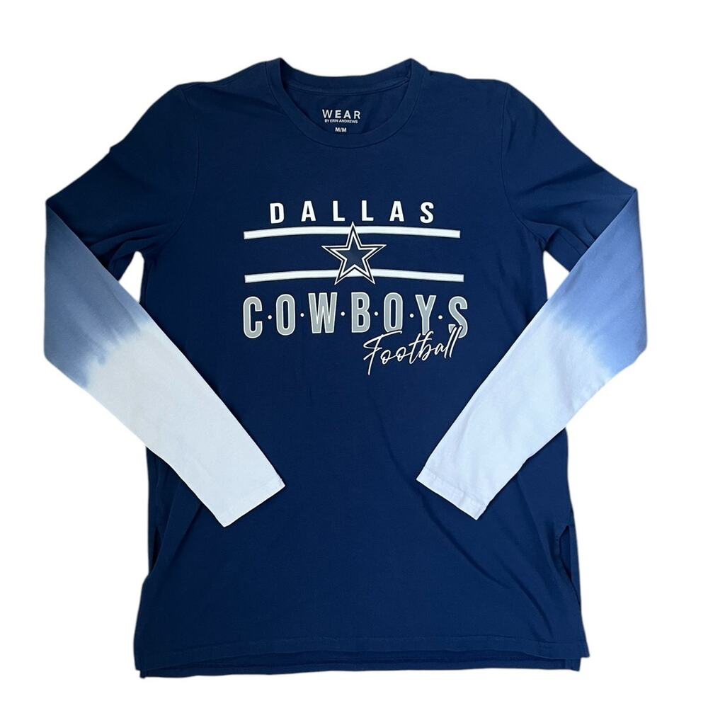 Dallas Cowboys Shirt Long Sleeve Crewneck Ombre Wear Erin Andrews NFL Medium